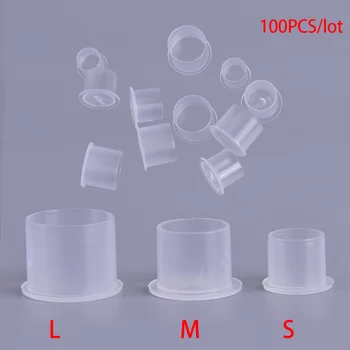 

100pcs Microblading Tattoo Ink Cup Cap Pigment Clear Holder Container S/M/L Size For Needle Tip Grip Tattoo Power Supply