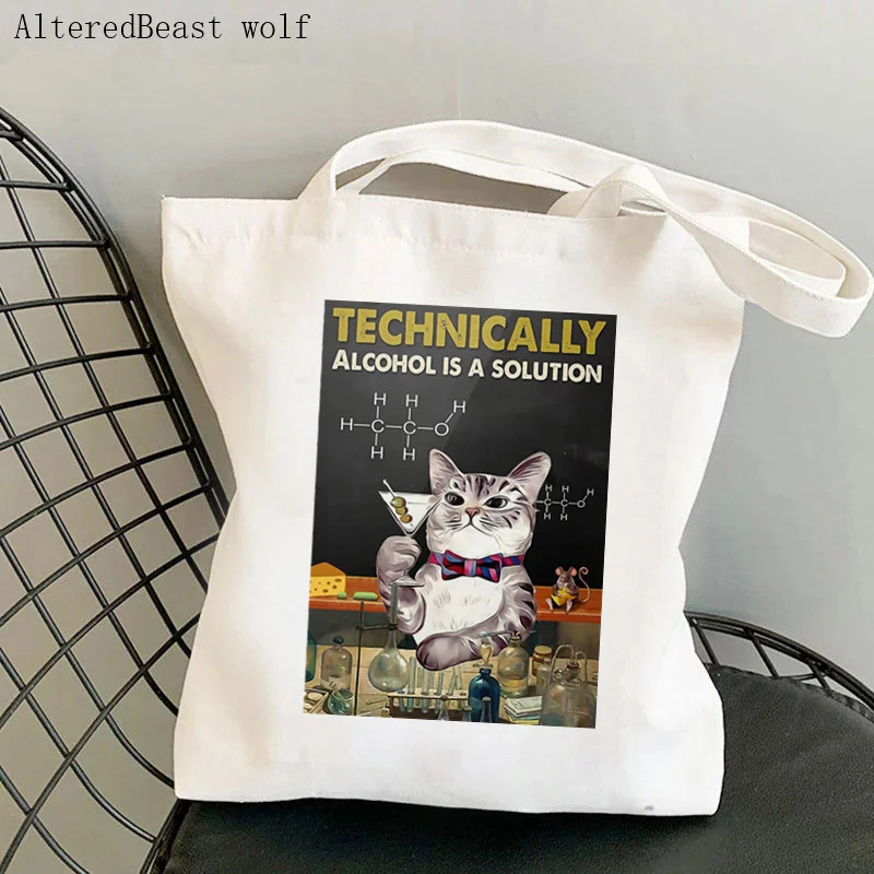 Women Shopper bag Cat tabby polka Printed Kawaii Bag Harajuku Shopping Canvas Shopper Bag girl handbag Tote Shoulder Lady Bag