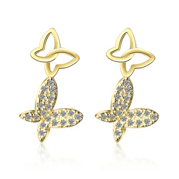 

Sweet Delicate Butterfly Earrings Silver Color Zircon Earrings For Women