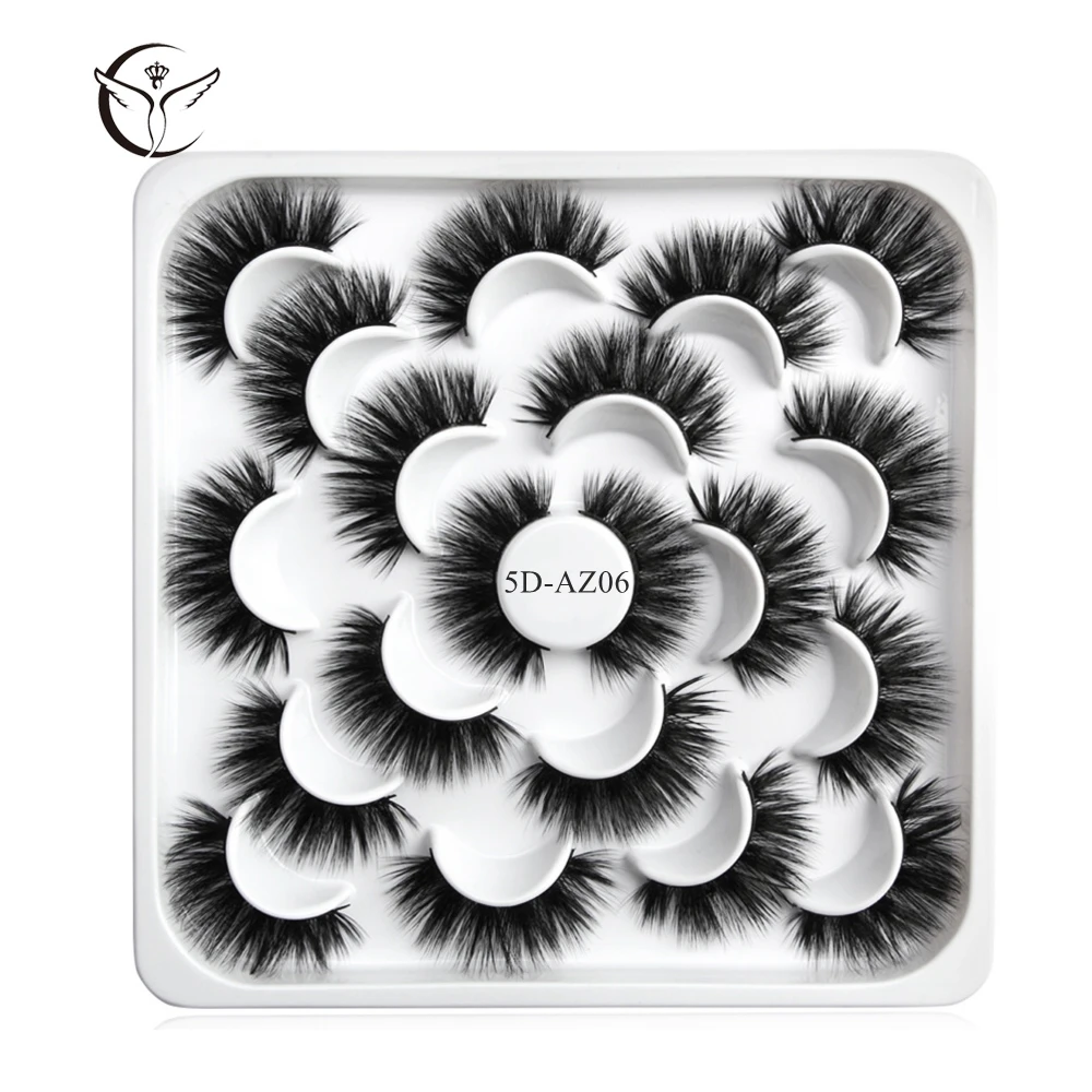 Mink eyelashes 3d mink hair eyelashes10 pairs long makeup 3d faux nature fake lashes extension false eyelashes Wholesale(10P - Цвет: 5D-AZ06