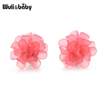 

Wuli&baby 2020 New Flower Stud Earrings For Women 3-color Beauty Flower Earrings