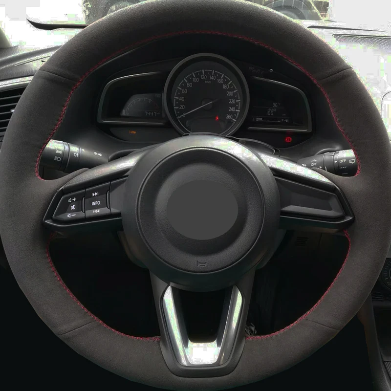 Ручной пошив чехол рулевого колеса автомобиля замша коровья кожа для Mazda 3 Axela Mazda 6 Atenza CX-3- CX-5- CX-9