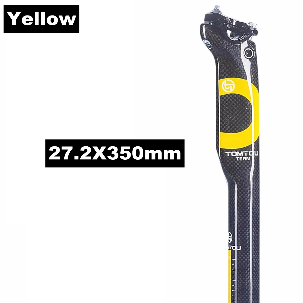 Yellow 27.2X350mm TOMTOU супер светильник труба из углеродистого волокна 3K из углеродного волокна велосипед нарушая ветер Подседельный штырь для горного велосипеда подседельный штырь 27,2/30,8/31,6 мм Горный Дорожный Велоспорт Запчасти - Цвет: Yellow 27.2X350mm