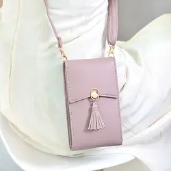 Женская сумка на плечо для телефона, PU кожаный кошелек, мини-цепь, Длинные сумки для мобильного телефона, сумка-мессенджер