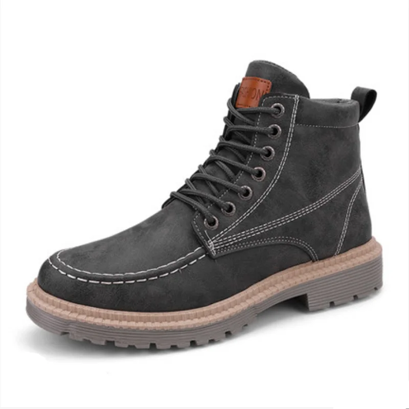 

Men's Autumn And Winter High To Help Martin Boots Fashion Trend British Style Light And Comfortable PU Upper Waterproof Boots