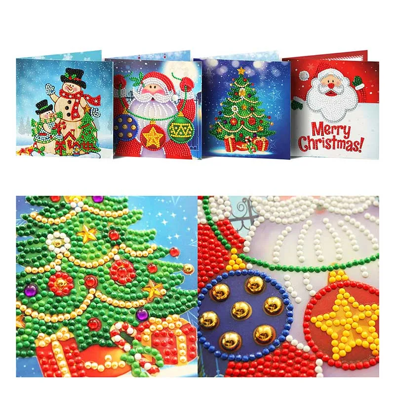 Бриллиантовый рисунок Рождество карты Алмазная вышивка Санта Клаус поздравительные открытки DIY Бриллиантовая мозаика ручной работы подарок - Цвет: He Ka03