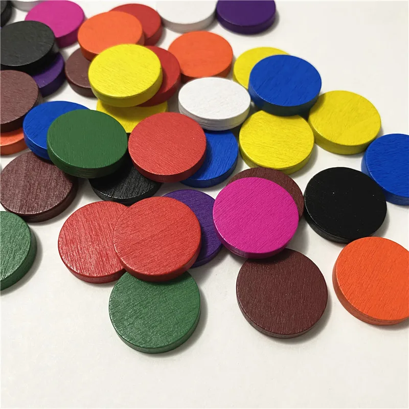 100 Pieces 25*5mm Wooden Chips Circle Plate Puzzle Chess For Board Game Accessories 10 Colors | Спорт и