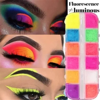 

LULAA 12 Colors/Set Loose Powder Eye Shadow Dust Festival Pigment Neon Fluorescence Eyeshadow Pigment Not Luminous