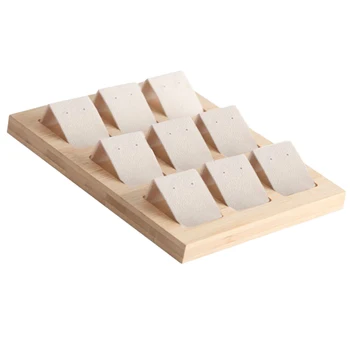

Earring Display Stand Jewelry Shop show tray Natural Wood Stud Earring Display Stand Rack Earring Card Holder w/ Tray