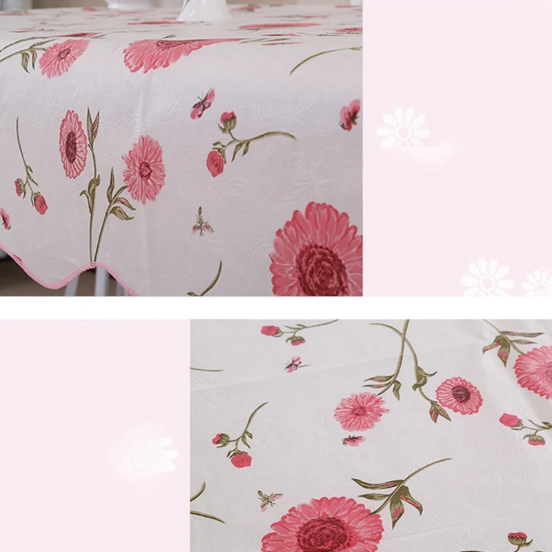 Floral Printed Waterproof Oil Proof PVC Table Cloth Cover Home Dining Kitchen Tablecloth Decoration Size 137cm*183cm