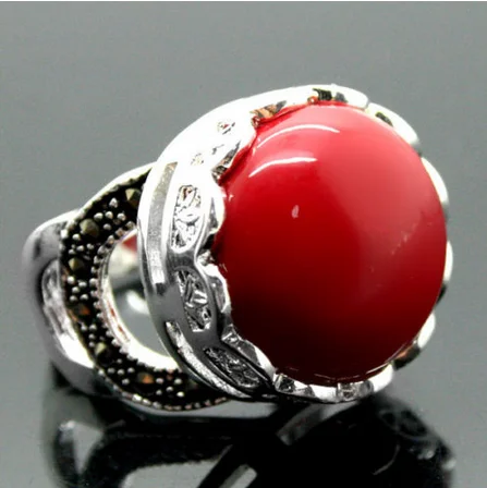 Fashion Jewelry 925 Sterling CZ 10*20mm Red Coral Ring Size 6/7/8/9 | Украшения и аксессуары