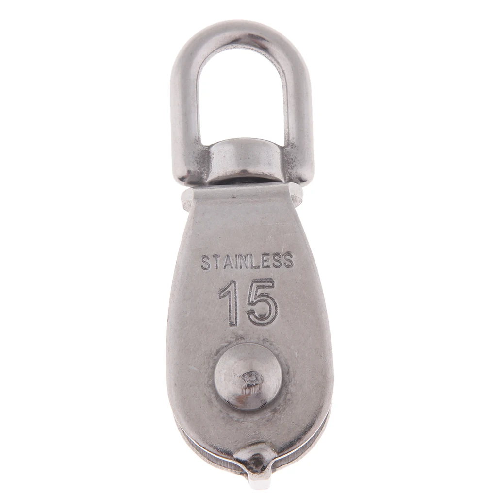 4Pcs 304 Stainless Steel Single Swivel Pulley Block with Swivel Eye M15