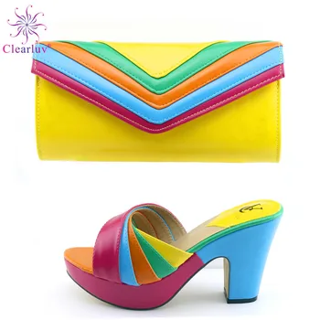 

Latest Design Women Shoes and Bag Set In Italy Italian Shoes with Matching Bags Set Decorated with Rhinestone Women High Heels