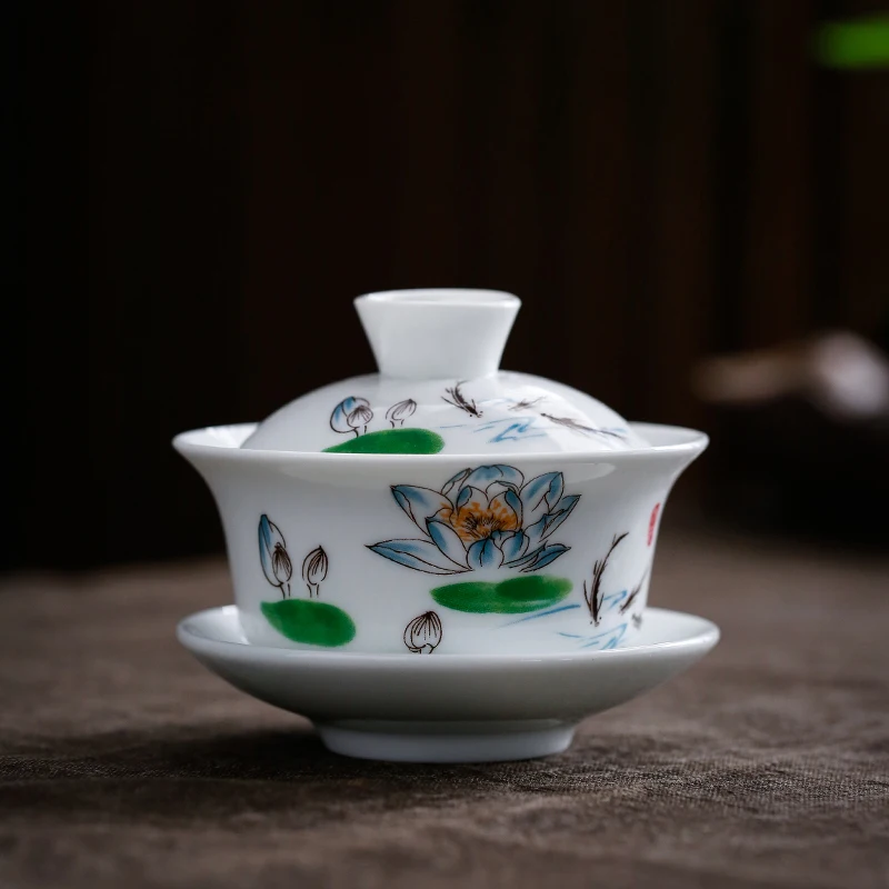 Gaiwan Фарфор Керамика 120 мл чай соусница для тарелки набор крышек мастер пиалы для чая чаши посуда для чая Посуда для напитков контейнер ремесла в качестве подарков - Цвет: H Style