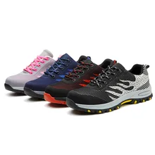 Рабочая Мужская и женская защитная обувь со стальным носком; легкая дышащая Уличная обувь