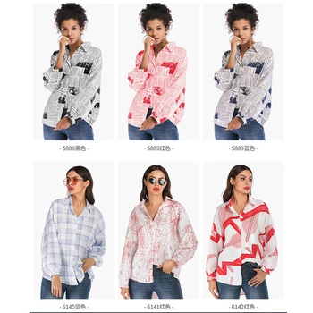 

Women's Fashion Autumn Blouses New 2020 Long Sleeve Shirts Plus Size Clothes for Woman Fall Chiffon geometric Tops for Ladies