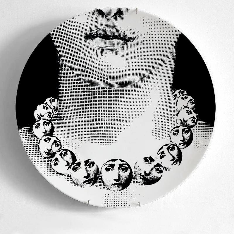 Европейский Миланский стиль Великолепные Редкие тарелки Fornasetti Lina лампочка лицо rosenthal Piero Fornasetti настенные декоративные 8 дюймов - Цвет: 2