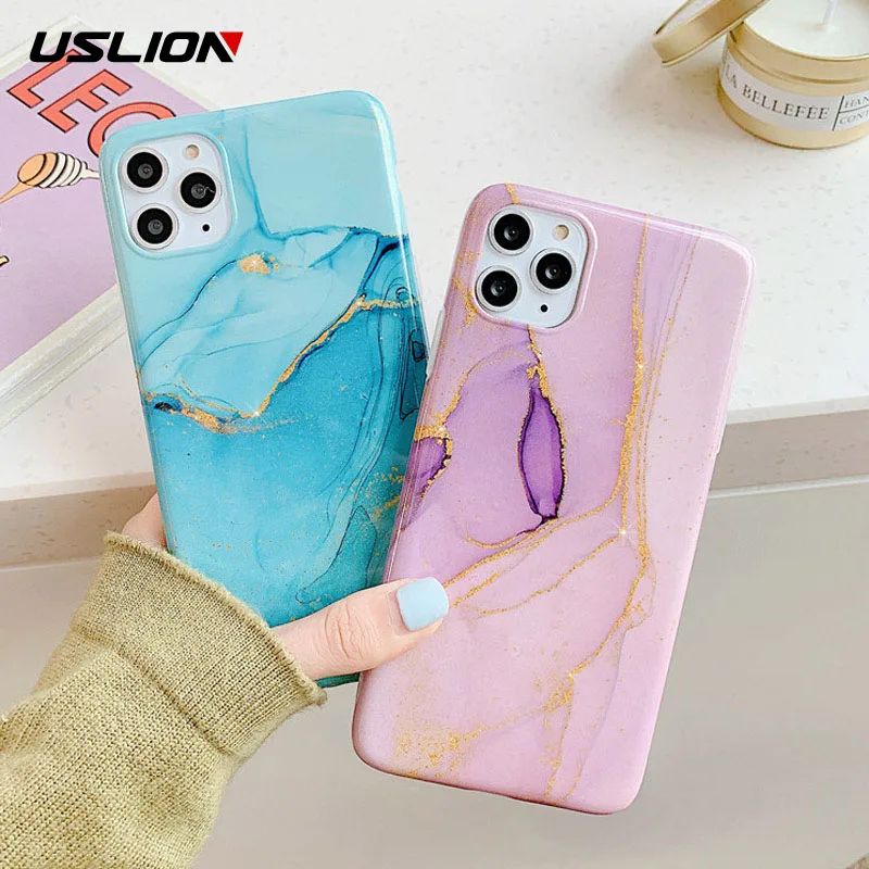 

USLION Marble Stone Texture Phone Case For iPhone 11 Pro Max X XR Xs Max Soft IMD Silicone Cases Cover For iPhone 6 6s 7 8 Plus