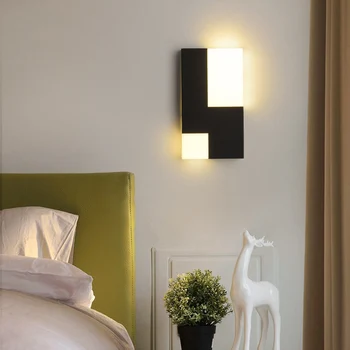 

Modern Geometry White Black Rectangle Wall Lamp Acrylic Sconces Bed side Wall Lights for Living room Corridor Entrance LED