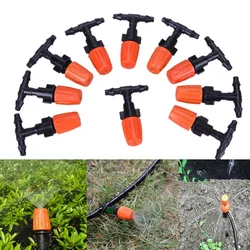 10PCS Adjustable Misting Nozzle With Tee Joint For Garden Watering Irrigation Sprinkler For 4/7mm 1/4 inch Tubing Hose New