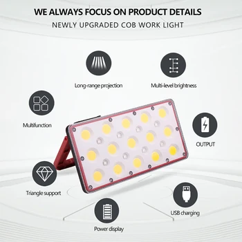 

AOZBZ Car Emergency Panel Light Foldable Handle Five Modes COB LED Waterproof Portable Panel Light Night Lighting Bracket