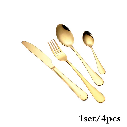 Gold 1set 4pcs 4 шт./компл. черный столовые приборы столовых приборов золотистого Нержавеющая сталь посуда набор посуды Ножи вилка ложка чайная Рождество Свадебная вечеринка столовые приборы - Цвет: Gold 1set 4pcs