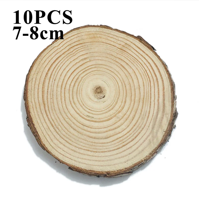 10pcs Craft Unfinished Natural Round Wood Slices Wedding Wooden DIY School Guest Christmas Decor Blanks Dyeing Drawing