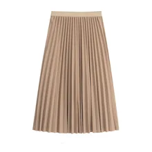 Женская юбка с высокой талией Женская плиссированная женская Юбка-миди Джемпер Женская трапециевидная Юбка-миди винтажная Весенняя юбка