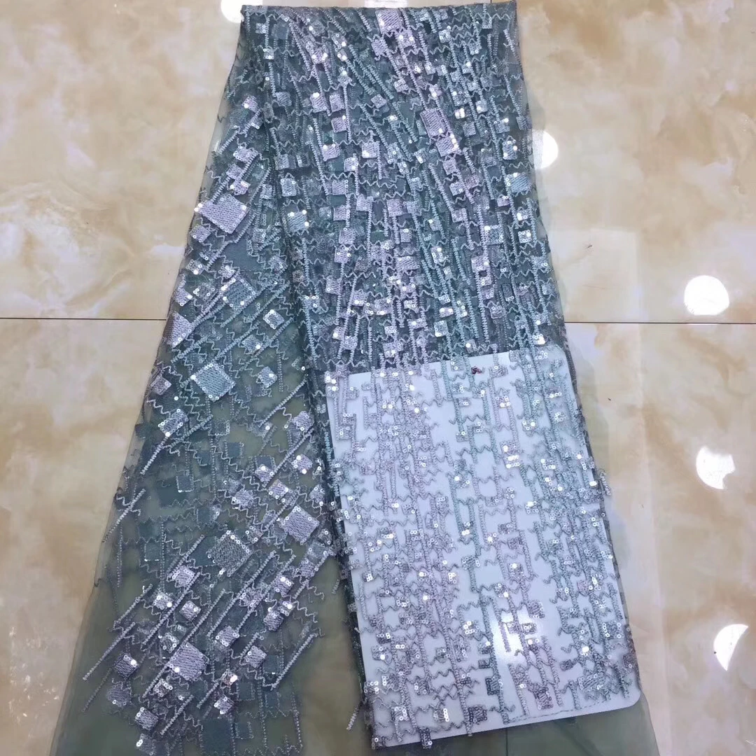 

High quality African mesh lace fabric sequins French tulle lace fabric, very soft, suitable for Nigerian Ghana party dress D3735