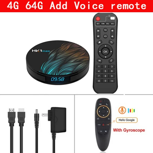 4K Smart tv BOX Android 9,0 4 Гб 64 Гб HK1 MAX ТВ приемник Wifi медиаплеер Google Assistant быстрая телеприставка HK1 MAX PK H96 MAX - Цвет: 4G 64G voice control