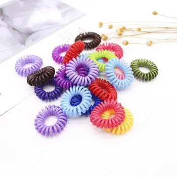 

20bag 100pcs/bag Telephone Wire Line Cord Invisi Traceless Head Colorful Rope Spiral Shape Hair Ring Scrunchy Gum Headwear
