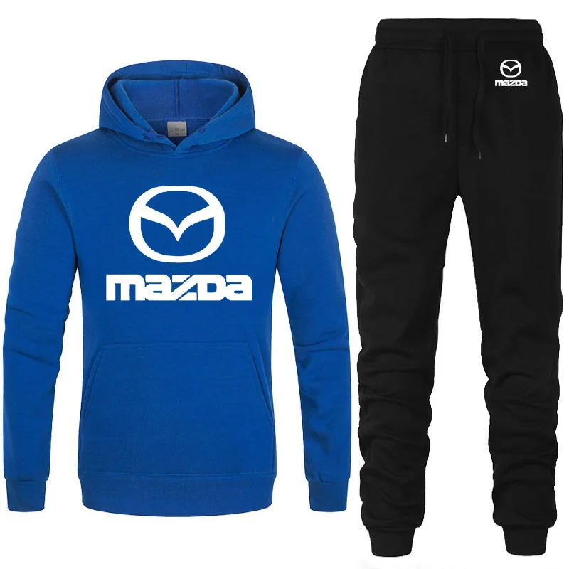 Мужские толстовки с капюшоном с логотипом Mazda, унисекс, модная мужская толстовка с капюшоном в стиле хип-хоп, harajuku, повседневные флисовые худи, штаны, костюм из 2 предметов - Цвет: 809