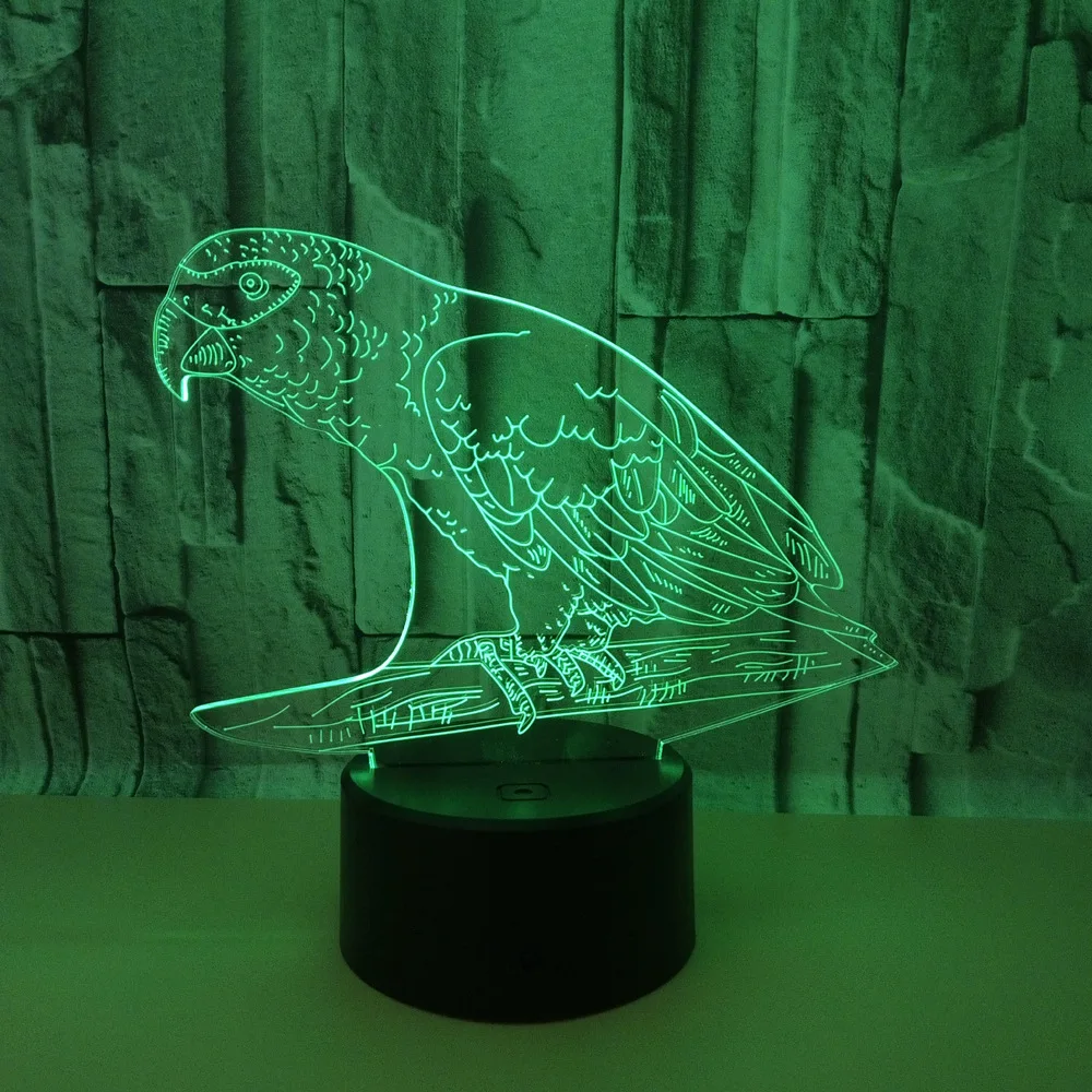 

New Style Parrot 3D Night Lamp Colorful Touch Control Remote Control LED 3D Lamp USB Touch Colorful 3D Small Table Lamp