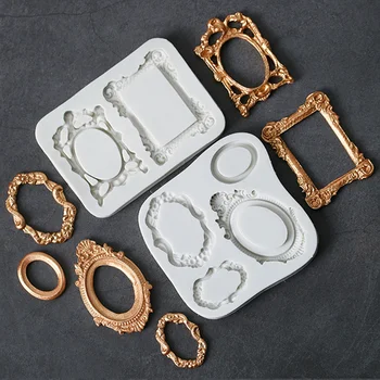 

New European style retro photo frame silicone mold DIY fontant cake chocolate fudge decoration mold baking tools