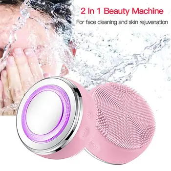 

Cleaning Silicone Facial Cleaner Sonic Vibration Face Brush Led Photon Face Massager Skin Rejuvenation Acne Removel