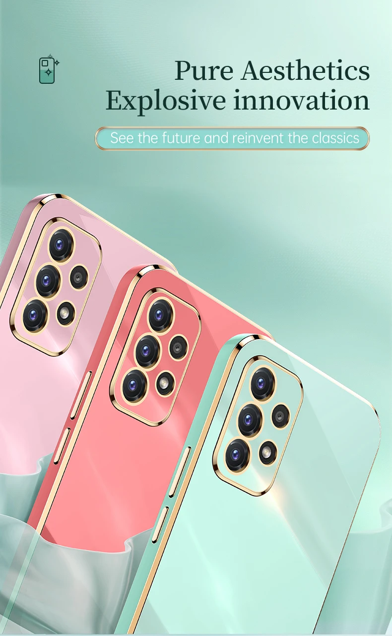 Luxury Plating Phone Case For Samsung Galaxy Soft Square Frame_voghion.com