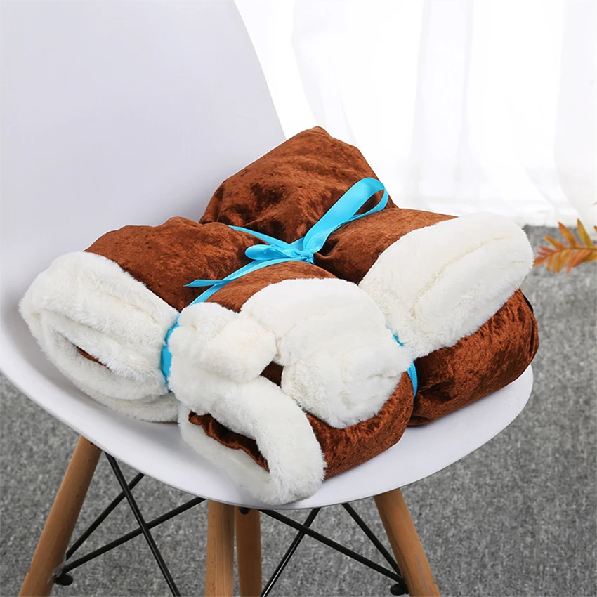 Однотонное Флисовое одеяло с кроличьей шерстью, супер мягкое клетчатое покрывало для дивана, зимнее теплое постельное белье, легкое мытье, одеяло из искусственного меха s - Цвет: B