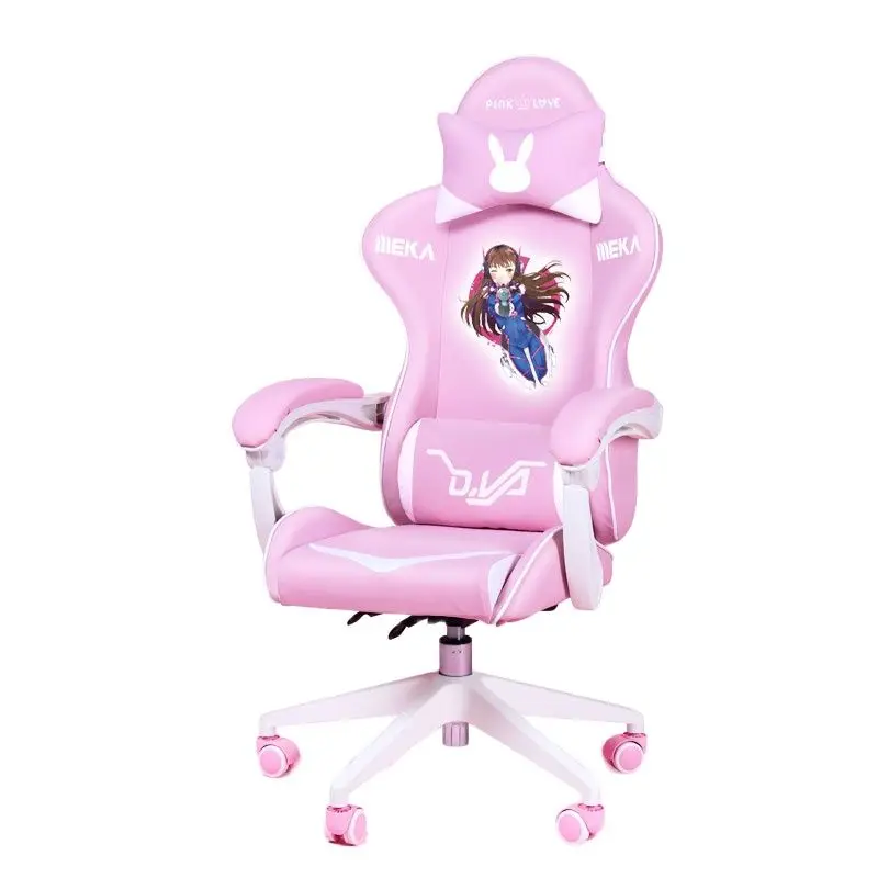 Cute Pink Gaming Chair Girls Reclining Computer Chair Home Fashion Comfortable Anchor Live Chair