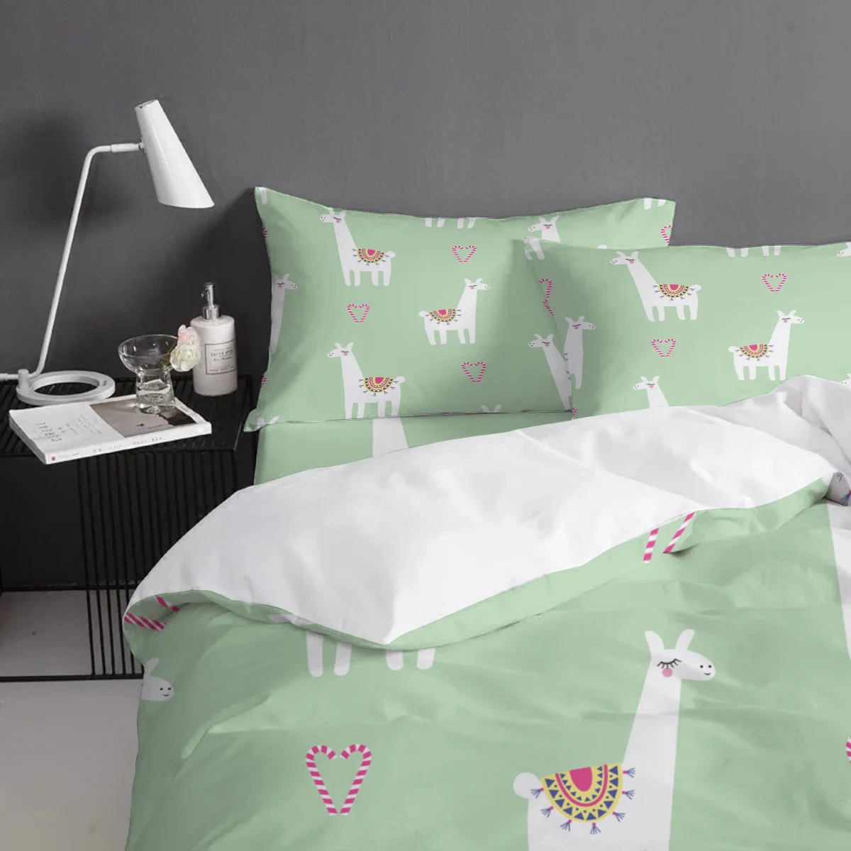 WARMTOUR пододеяльник Kawaii Мультфильм лама рождественское стильное одеяло набор 4 комплект постельного белья для кровати