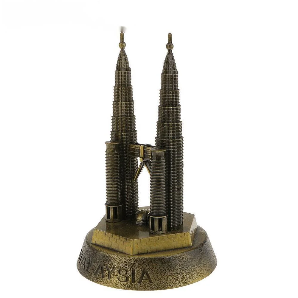 

16 см античная бронза Малайзия модель двойной башни металлическая фигурка всемирно известная достопримечательная архитектура домашний дек...