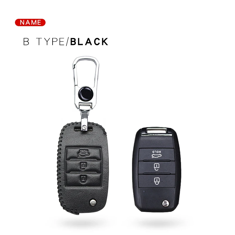 XK028-Black Кожаный чехол для ключей автомобиля для KIA K3 Sportage R K4 Sorento K5 KX1 KX3 Cachet KX5 KX7 Forte K2 Rio Ceed Cerato Picanto Soul - Название цвета: XK028-Black