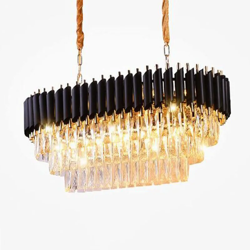

Manggic New Arrival Modern Crystal Chandelier Black body Luxury Oval restaurant crystal chandelier Lights