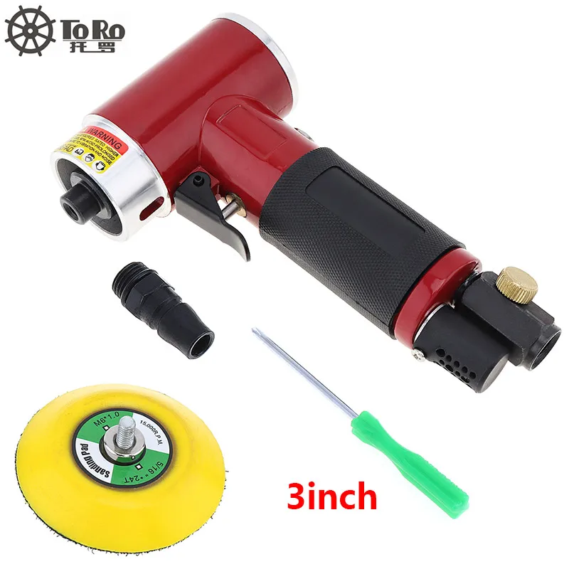 3 inch Red TORO-943A 2 дюймов прямо сердце высокоскоростной Мини пневматический шлифовальный станок с кнопочный переключатель и шлифовальные колодки для полировки - Цвет: 3 inch Red