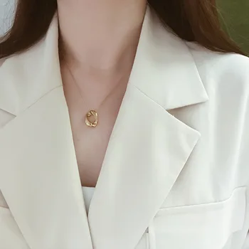 

Amaiyllis 14K Gold Simple Clavicle Necklace Gold Silver Long Chain Charms Necklace Pendants For Women Collares Jewelry