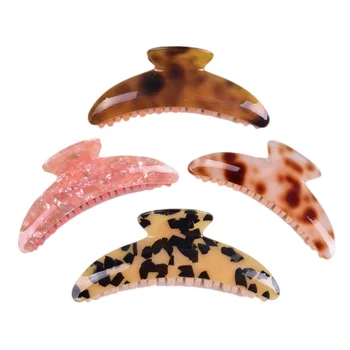 

4pcs Acrylic Leopard Print Hair Clip Candy Color Hair Claw Large Hair Jaw Clip Hair Accessory for Lady Girls (Mixed Color)