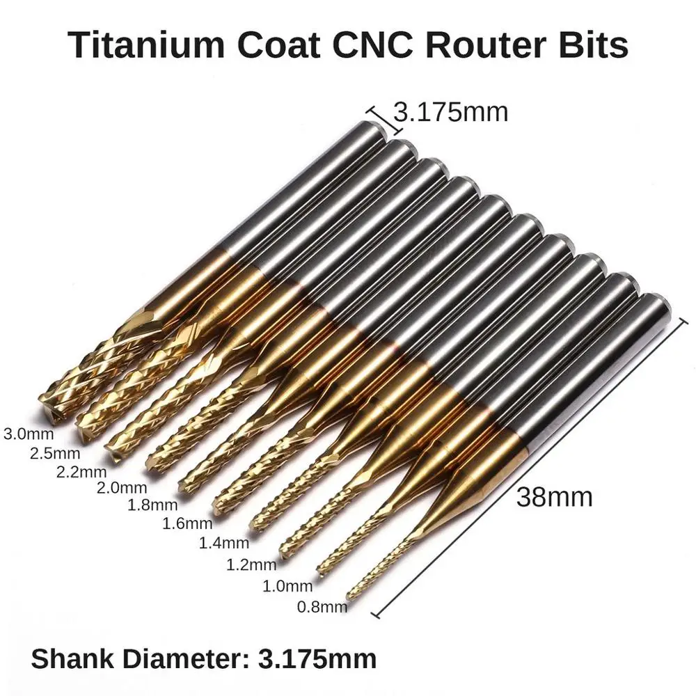 3.175mm 40pcs CNC Router Bits CNC Carbide Upcut Cutting Milling Engraving for Wood Aluminum Copper Plastic Acrylic Shank End Mill Set 1/8 