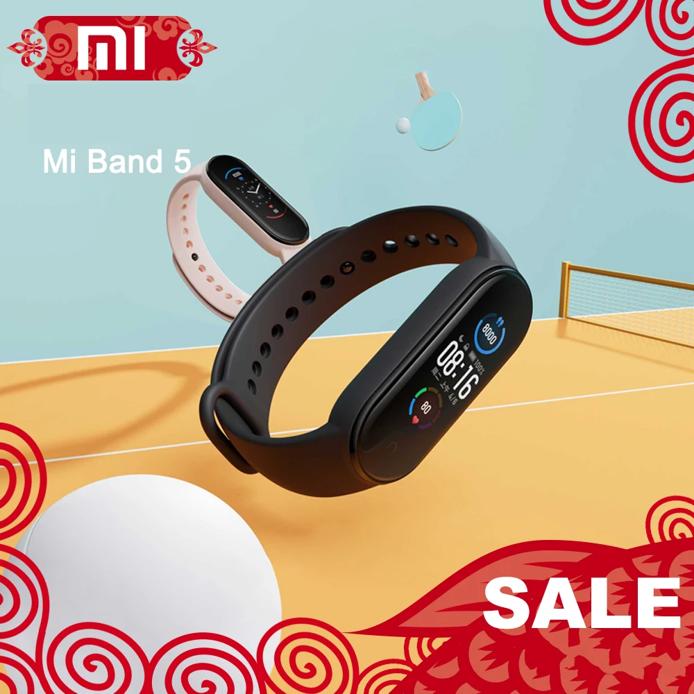 Xiaomi Mi Band 5 Smart Bracelet 4 Color AMOLED Screen Miband Smartband Fitness Traker Bluetooth Sport Waterproof | Электроника