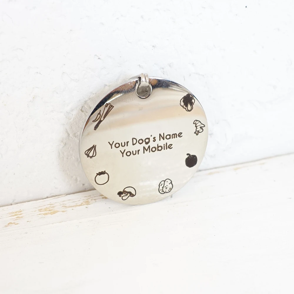 Food Dog ID Tag 30 мм самостоятельный дизайн, жетоны для еды, собак, id метки для домашних животных, жетон для собак, подвеска, круглые жетоны для имени собаки, ошейник, шарм, 3 стиля - Цвет: Food Dog ID Tag