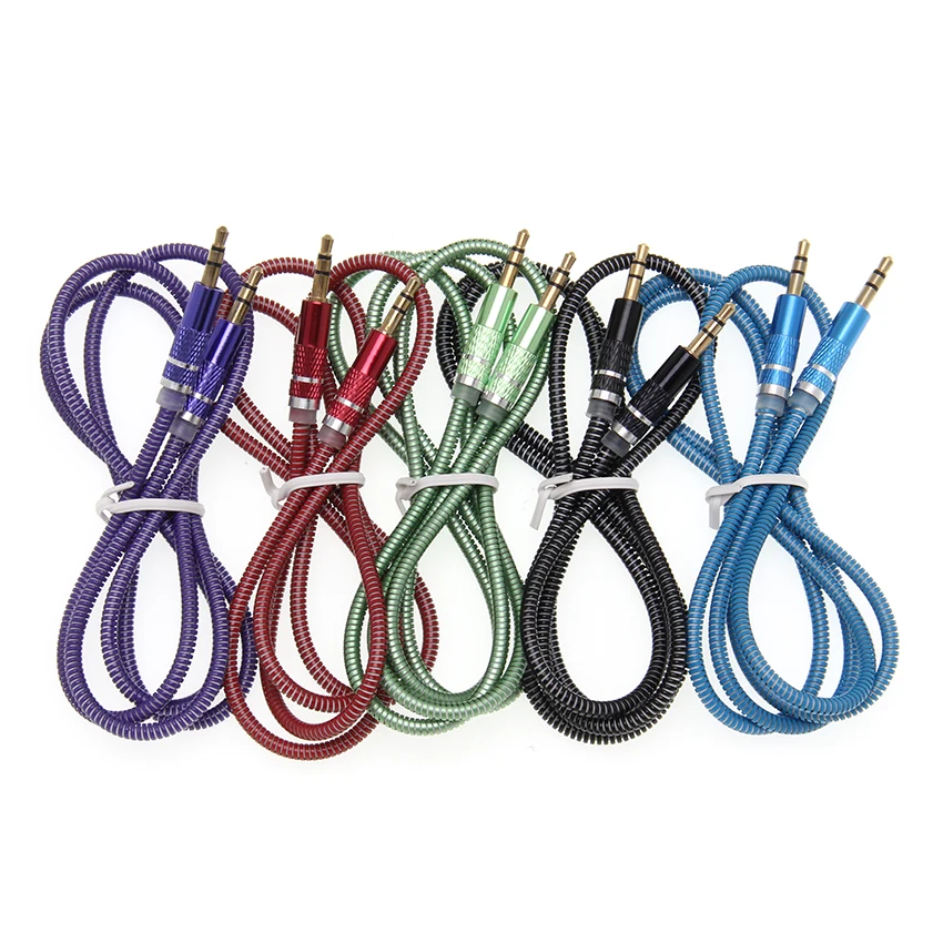 3 5 Jack AUX Audio Cable 3 5MM Male To Male Cable for Phone Car Speaker MP4 Headphone 1M Jack 3 5 Spring Audio Cables 30pcs lot