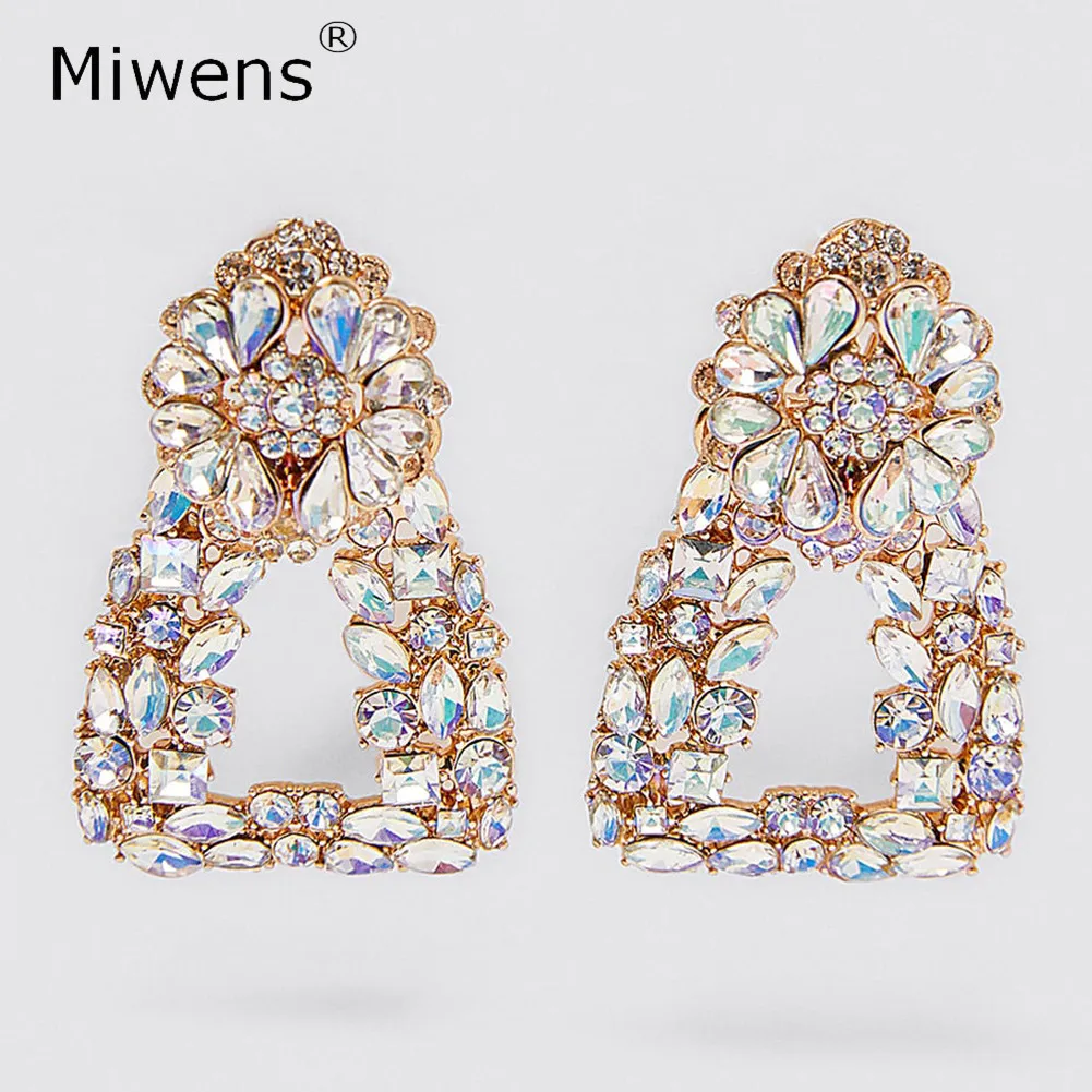 

Miwens Za Sparkly Crystal Drop Earrings Boho Colorful Teardrop Stone Floral Statement Earrings For Women Maxi Charm Jewelry